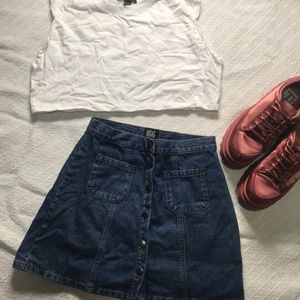 Button Up Denim Skirt